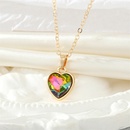 fashion retro zircon heart pendant multicolor stone pendant necklacepicture10