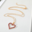 retro full rhinestone hollow heart geometric heart necklace wholesalepicture7