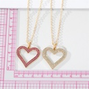 retro full rhinestone hollow heart geometric heart necklace wholesalepicture8