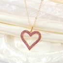 retro full rhinestone hollow heart geometric heart necklace wholesalepicture9