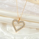 retro full rhinestone hollow heart geometric heart necklace wholesalepicture10