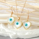 Simple Personality Round Heart Opal Blue Eyes Earrings Necklace Setpicture6