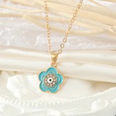 retro point rhinestone eye flower pendant alloy necklace wholesalepicture9