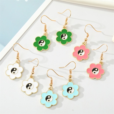 retro color dripping oil Tai Chi pendant sun flower earring NHGO620643's discount tags