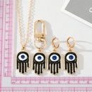 Gothic Retro Black Fatima Hand Earrings Necklace Keychain Setpicture7