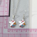fashion drip oil color glitter unicorn necklace set animal pendant drop earringspicture7