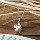 fashion drip oil color glitter unicorn necklace set animal pendant drop earringspicture8