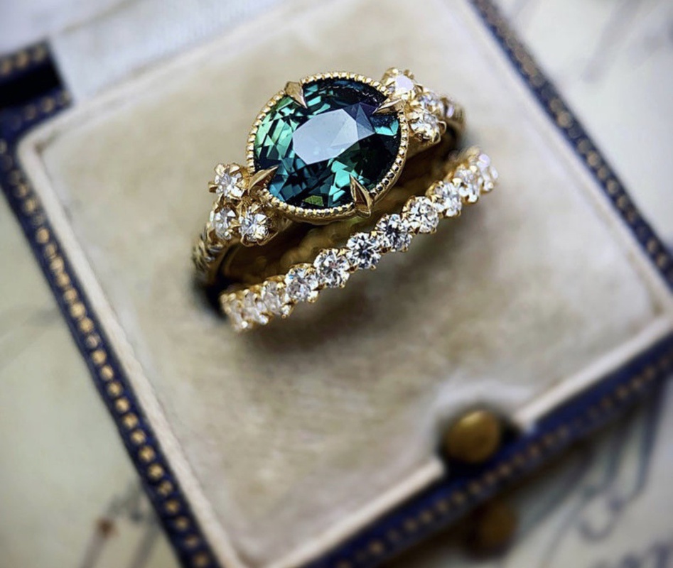 European and American womens gemstone ring alloy inlaid zircon jewelry