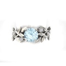 European and American Olive Leaf Alloy Inlaid Blue Zircon Ringpicture7