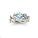 European and American Olive Leaf Alloy Inlaid Blue Zircon Ringpicture8