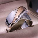 fashion cubic zirconia ring simple electroplating rose gold twocolor bow cross ringpicture8