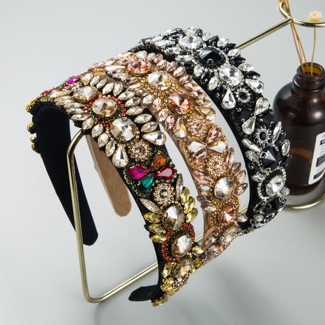 Diadema de aro de diamantes de imitación de colores retro barroco al por mayor's discount tags