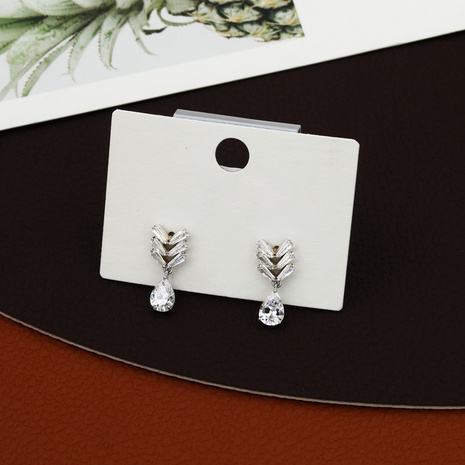 luxury niche simple classic waterdrop diamond copper earrings NHIK621038's discount tags