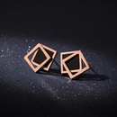 fashion black double square irregular geometric contrast color alloy stud earringspicture6