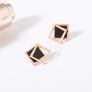 fashion black double square irregular geometric contrast color alloy stud earringspicture7