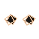 fashion black double square irregular geometric contrast color alloy stud earringspicture10