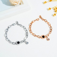 fashion hollow chain black round Roman numeral titanium steel bracelet wholesale