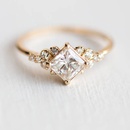 new inlaid square diamond zircon ring simple 14k gold ring wholesalepicture7