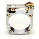 new geometry mechanical twocolor unisex ring European and American jewelrypicture8