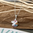 fashion drip oil color glitter unicorn necklace set animal pendant drop earringspicture12
