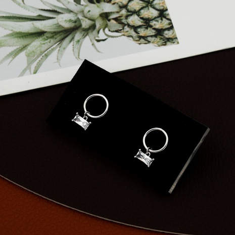 Simple hoop diamond tassel geometric tide fashion copper earrings's discount tags