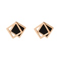 fashion black double square irregular geometric contrast color alloy stud earringspicture11