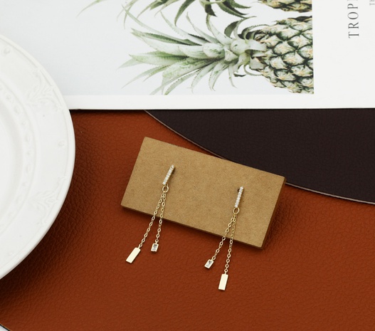 Simple classic diamond ball tassel geometric copper earrings's discount tags