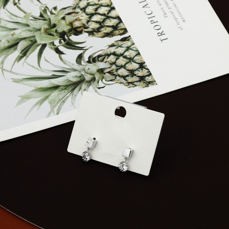 luxury niche classic zircon cube copper earrings's discount tags
