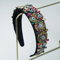 Vintage Ornate Jeweled Fabric Wide Headband