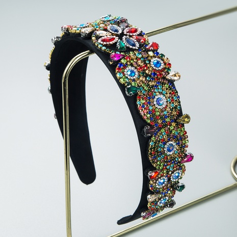 Vintage Ornate Jeweled Fabric Wide Headband NHLN622576's discount tags