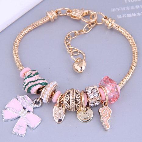 fashion gold metal simple bow multi-element pendant bracelet's discount tags