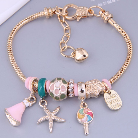 fashion gold simple skirt starfish lollipop multi-element pendant bracelet's discount tags