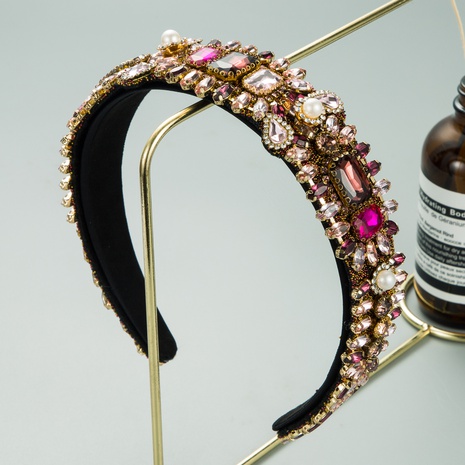 Baroque geometric inlaid gemstones rhinestones headband wholesale's discount tags