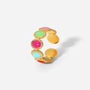 Color stainless steel 18k goldplated drop oil enamel oval bean open ringpicture12
