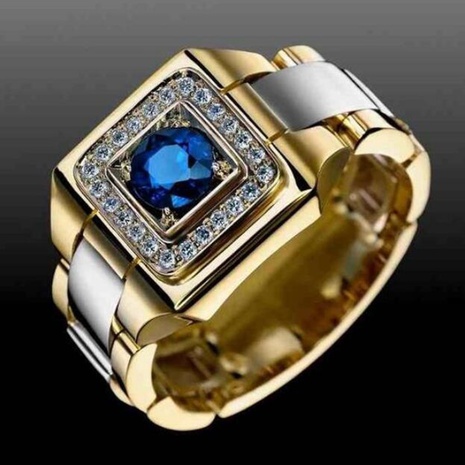 incrusté de pierres précieuses bleues bague de mariage de fiançailles pour hommes de luxe NHSJJ621107's discount tags