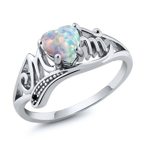 heart-shaped opal mother ring mother's day birthday gift ring NHSJJ621110's discount tags