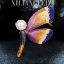 sandblasted enamel color glaze natural freshwater pearl butterfly brooch pinpicture31
