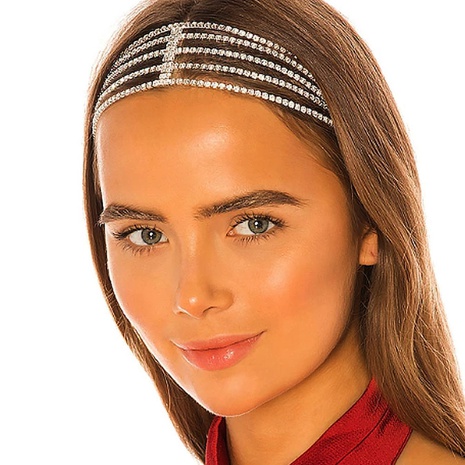 neuer Trend einfache Mode Braut elastisches mehrschichtiges Strass-Stirnband's discount tags