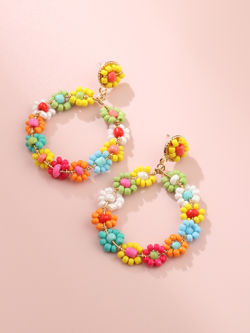 retro fashion goldplated geometric baroque colorful beads ear hooks