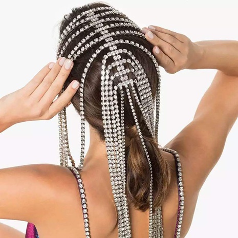 Fashion New Accessories Rhinestone Long Tassel Exaggerated Headdress's discount tags
