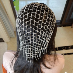 fashion bridal wedding rhinestone headdress tassel mesh headband wholesale