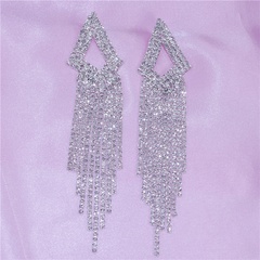 European and American fashionable rhinestone zircon long tassel earrings ladies