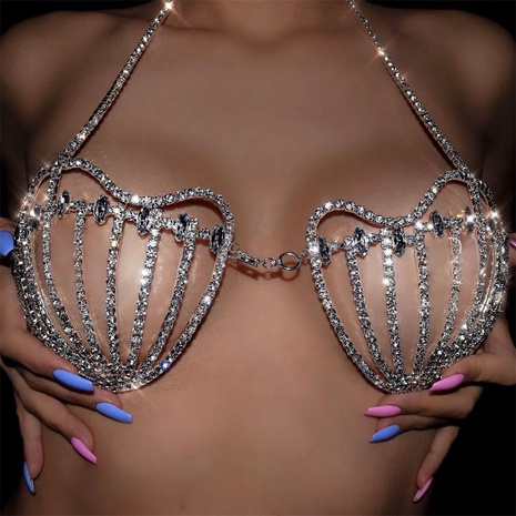 nuevos accesorios novedosos sujetador de concha de diamante completo cadena de cuerpo sexy's discount tags