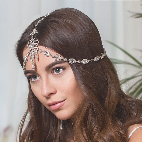 cadena de pelo de cristal de boda de novia de moda llena de diamantes cadena de frente de mariposa de gota de agua's discount tags