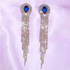 shiny rhinestones with gemstones long tassel women's earrings wholesale