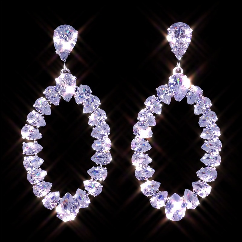 Korean retro round zircon earrings shiny earrings wholesale