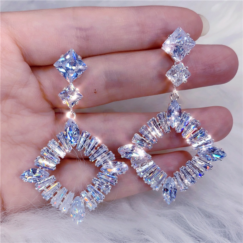 fashion shiny zircon short round pendant eexquisite earrings wholesale