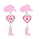 new pink Valentines day fashionable gradient heart cowboy boots hat earringspicture9