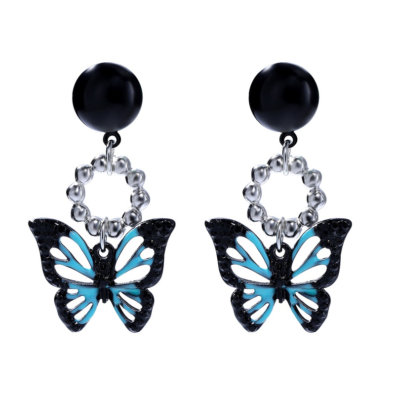 new fashion alloy drop oil color hollow butterfly drop earrings wholesale