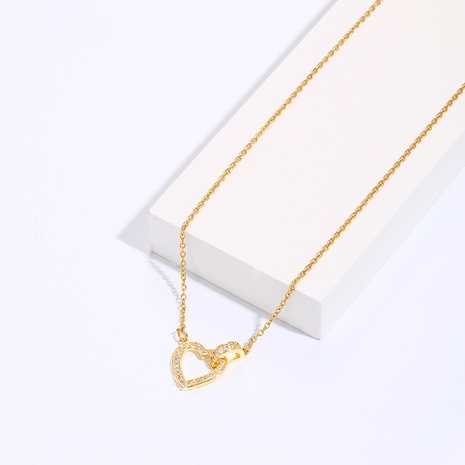 Saint Valentin cuivre double anneau amour D lettre Zircon collier's discount tags